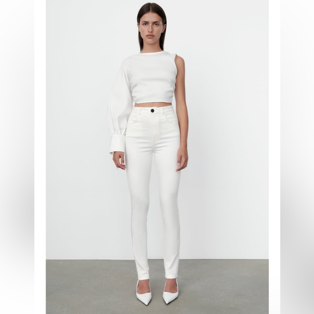 ZARA High Waisted Cigarette White Pants NWT XS